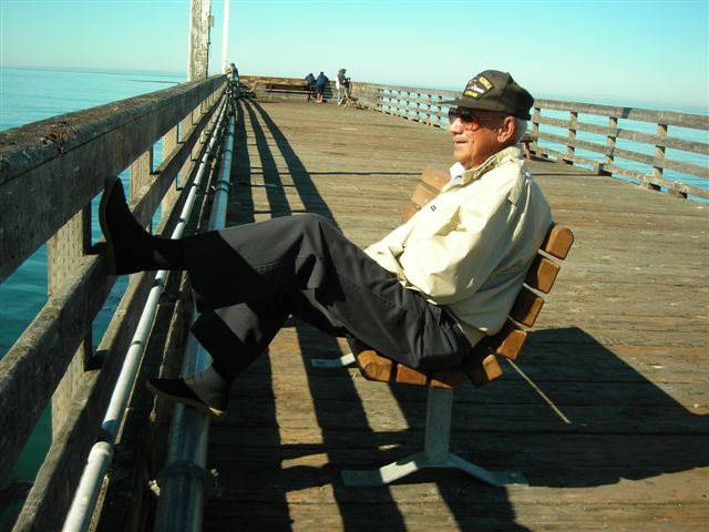 Arthur Relaxes on the Cayucos Pier.JPG